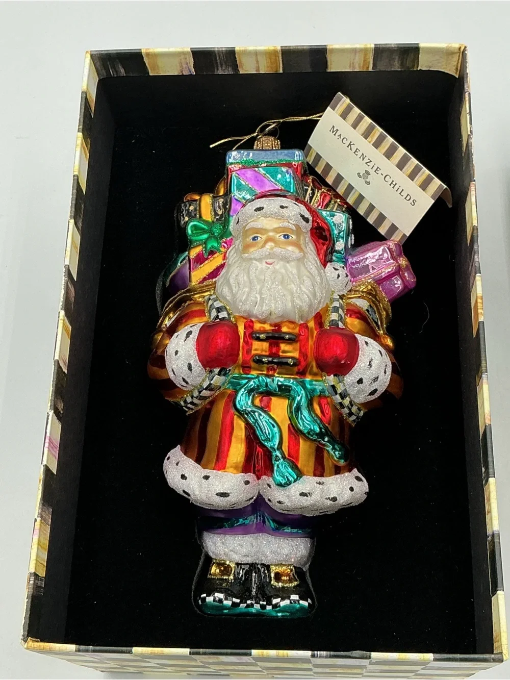 NEW MacKenzie-Childs Old Saint Nick Mouth-blown Glass Ornament Poland HTF NWT
